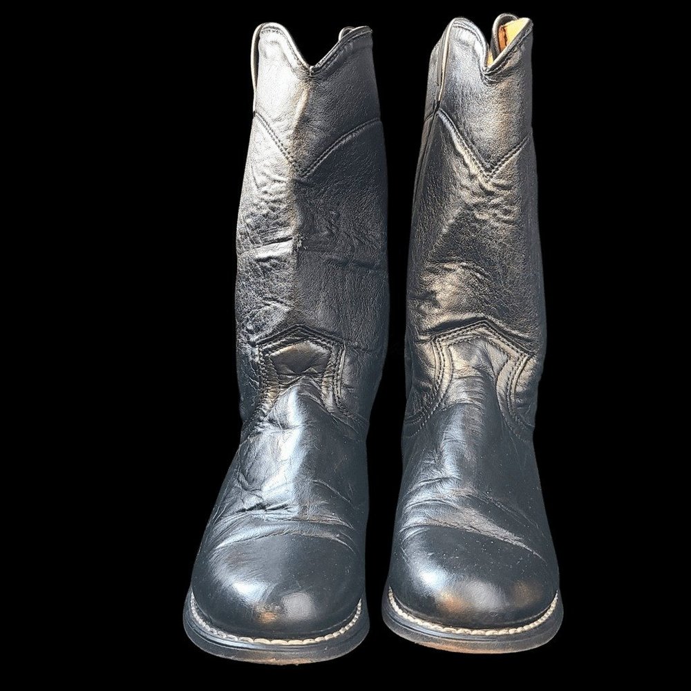 Laredo Black Vintage Western Pull Up Roper Boots M 5 | W 6.5